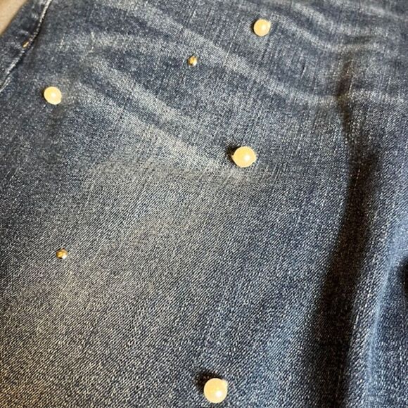 Paige Brigitte Pearl and Stud Embellished Ankle Cropped Jeans Size 32 Bling - Picture 10 of 15